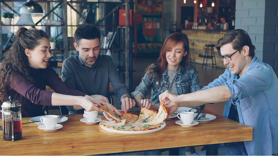Friends eating together
